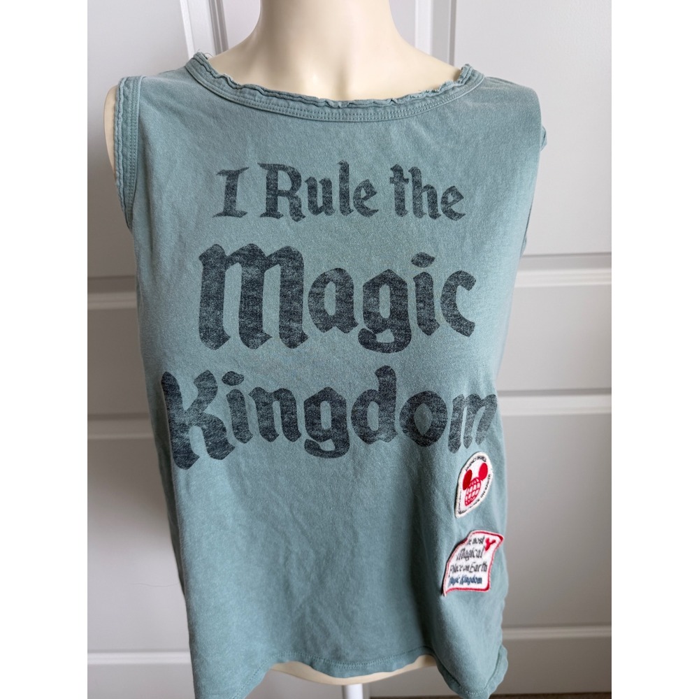 Disney Parks I Rule the Magic Kingdom Tank Top Green w/Patches!  Medium